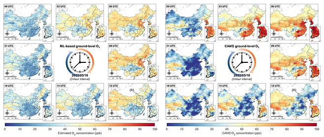 기존 모델과 개발된 모델의 오존 모니터링 성능 비교.[UNIST 제공]