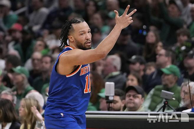 [보스턴=AP/뉴시스] 미국프로농구(NBA) 뉴욕 닉스의 제일런 브런슨. 2025. 5. 5.