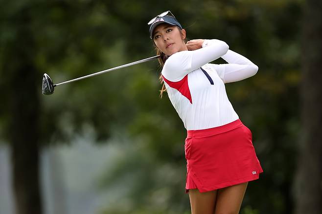 앨리슨 리가 지난해 10월 열린 솔하임컵 마지막 날 개인전에서 티샷을 하고 있다. 게티이미지코리아
