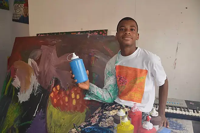 세계 자폐인의 날인 4월 2일(현지 시각)에 공개된 ‘불가능은 신화일 뿐’(Impossibility is a Myth)을 그린 나이지리아 소년 카니예야추쿠 타그보-오케케. 사진=AP 연합뉴스