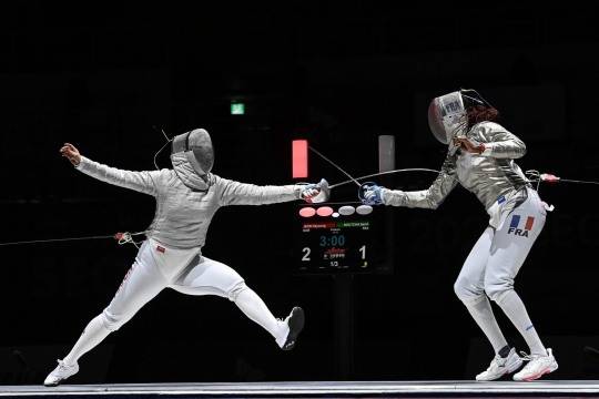 4일 SKT 그랑프리 때 전하영(왼쪽)의 준결승전 경기 모습. 사진[연합뉴스]