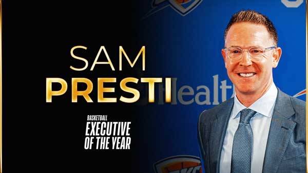 샘 프레스티 오클라호마시티 단장이 올해의 구단 임원에 선정됐다. 사진= NBA 공식 홈페이지