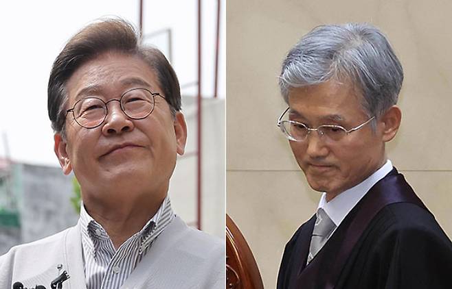 이재명 더불어민주당 대선후보(왼쪽)와 조희대 대법원장. 연합뉴스