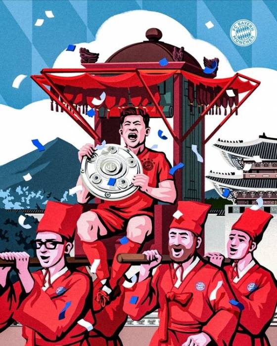 김민재의 바이에른 뮌헨 리그 우승 기념 포스터. /사진=바이에른 뮌헨 공식 SNS 갈무리