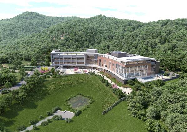 고성군 하일면 송천리 자란도에 위치한 '고성군 해양치유센터' 조감도.