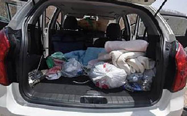 사건 현장 인근에 세워져 있던 김씨의 차량 내부 모습.(사진=연합뉴스)