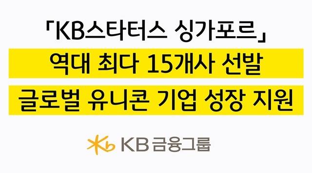 KB금융그룹이 국내 혁신 스타트업의 글로벌 시장 진출을 적극 지원하기 위해 'KB스타터스 싱가포르' 프로그램에 참여할 15개사를 최종 선발했다. /KB금융