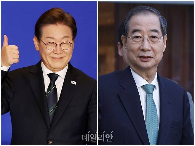이재명 더불어민주당 대선 후보와 한덕수 무소속 대선 예비후보 ⓒ데일리안 홍금표 기자