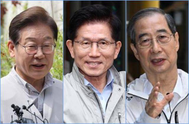 이재명 더불어민주당 대선후보, 김문수 국민의힘 대선후보, 한덕수 국무총리.
