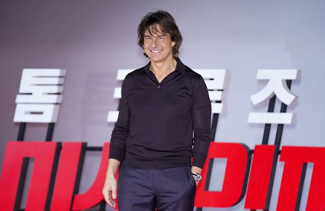 할리우드 배우 톰 크루즈가 8일 서울 방이동 롯데시네마 월드타워에서 열린 영화 ‘미션 임파서블: 파이널 레코닝’ 프레스 컨퍼런스에 참석하고 있다.