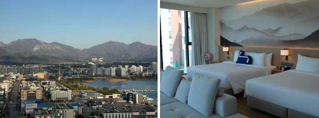 홈 마리나 속초 홈 스위트 객실에서 바라본 울산바위 / 사진=홍지연 여행+ 기자