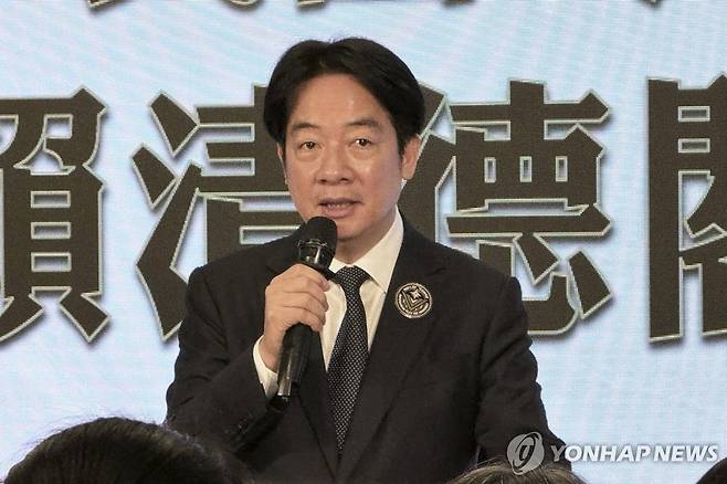 제2차 세계대전 승리 기념 행사서 연설하는 라이칭더 대만 총통 [AP=연합뉴스]