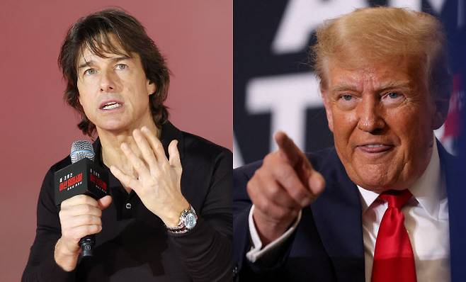 (왼쪽부터)톰 크루즈, 도널드 트럼프 미국 대통령. (사진=뉴스1)