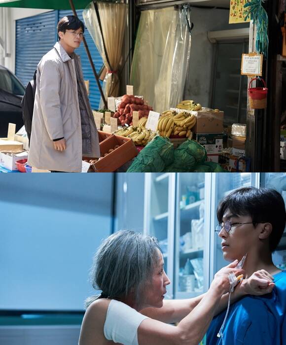 연우진(위쪽)은 넷플릭스 '정신병동에도 아침이 와요'와 '서른, 아홉'에 이어 '파과'에서 또 한 번 의사 캐릭터를 연기하며 관객들을 사로잡고 있다. /NEW