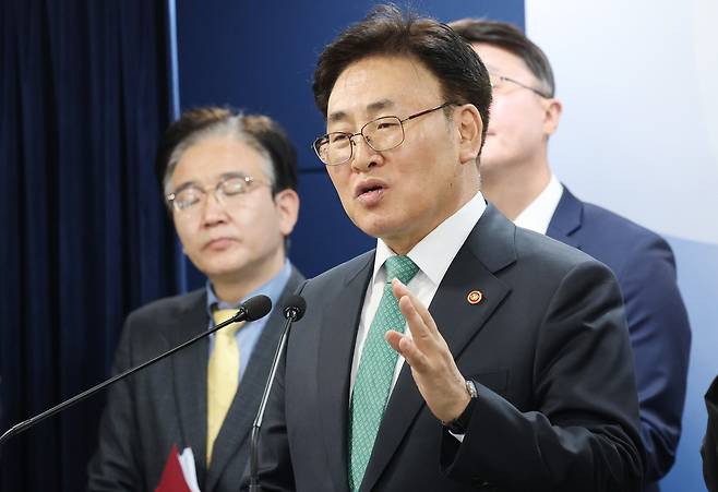 유상임 과학기술정보통신부 장관이 9일 서울 종로구 정부서울청사에서 과기정통부 핵심과제 추진현황 브리핑을 하고 있다. /뉴스1