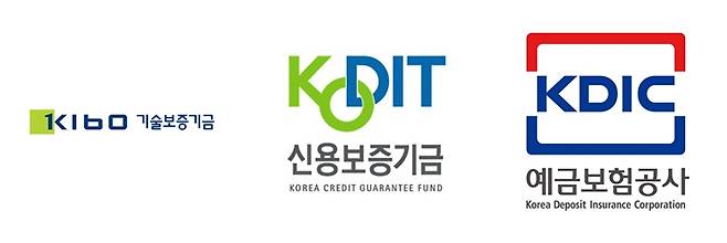 기술보증기금, 신용보증기금, 예금보험공사. 각 기관 제공