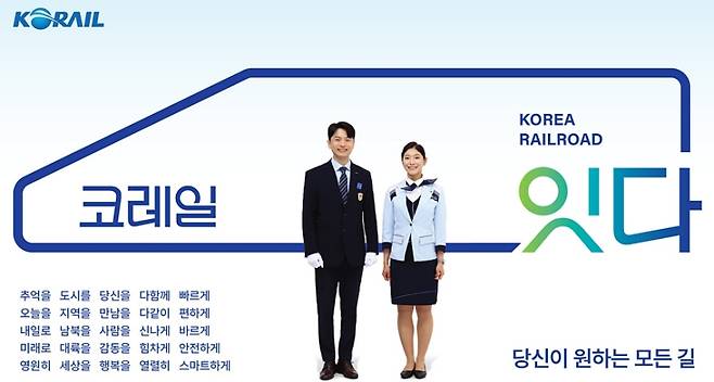 코레일 새 캐치프레이즈 '코레일_잇다'. 코레일