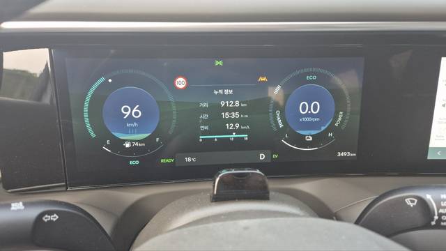 왕복 912.8㎞ 주행을 마친 뒤 찍은 계기판. 이용상 기자