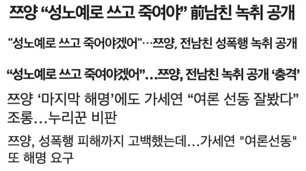 ▲2024년 8월 쯔양 관련 보도 및 이에 대한 가로세로연구소 반응을 다룬 기사 제목들