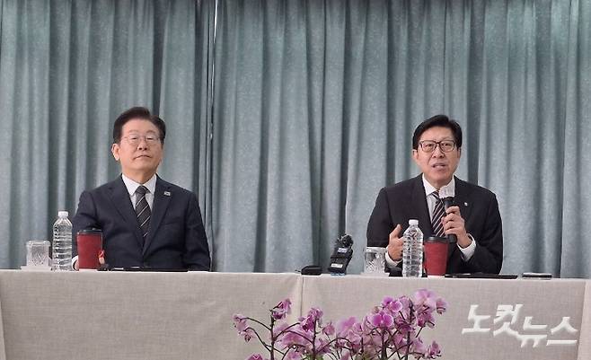 지난 3월 6일 이재명 더불어민주당 전 대표와 박형준 부산시장의 이른바 '빈손 회동' 논란을 낳은 당시 모습. 강민정 기자