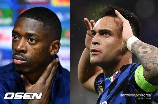 [사진] 우스만 뎀벨레(왼쪽)와 라우타로 마르티네스 /ⓒGettyimages(무단전재 및 재배포 금지)