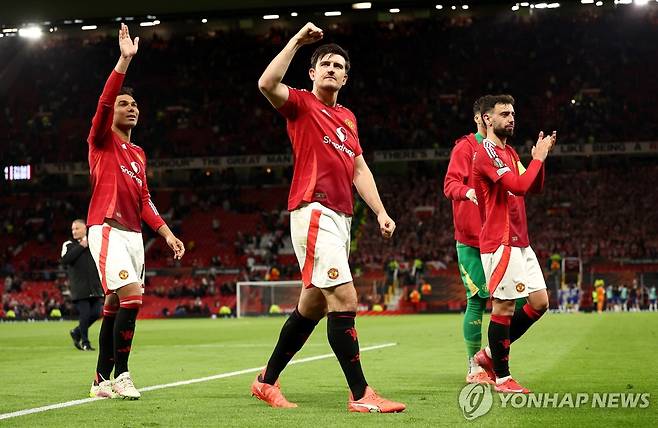 결승 진출에 기뻐하는 맨유 선수들 [EPA=연합뉴스]