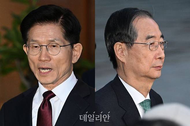 김문수 국민의힘 대선 후보(왼쪽)와 한덕수 무소속 대선 예비후보(오른쪽) ⓒ데일리안 홍금표 기자