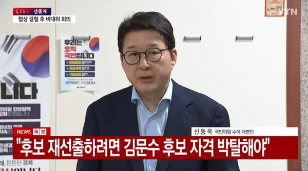 ▲신독욱 국민의힘 수석대변인이 10일 대선후보자 재선출절차 관련 중간브리핑을 하고 있다. 사진=YTN 영상 갈무리