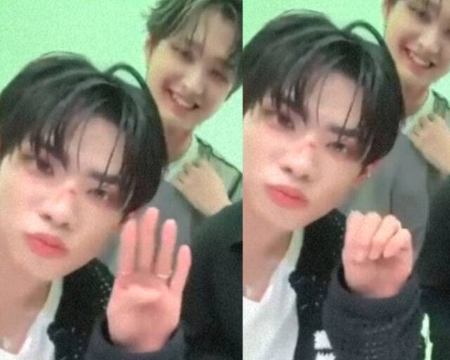 강민서가 라이브 중 구조 요청 신호 손동작을 보여줬다. / '판타지 보이즈' 라이브 방송 캡처