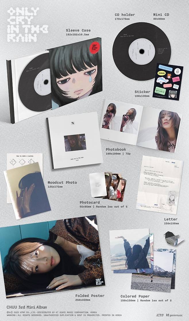 츄 미니 3집 '온리 크라이 인 더 레인' 앨범은 두 가지 버전으로 나왔다. 츄 공식 트위터