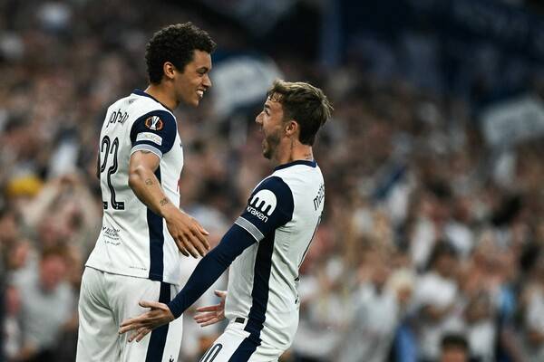 ▲ 토트넘은 제임스 매디슨, 브레넌 존슨, 도미닉 솔랑케 등이 골을 넣으며 보되/글림트에 3-1로 승리했다. ⓒ연합뉴스/AFP