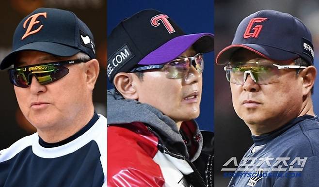 한화 김경문 감독, LG 염경엽 감독, 롯데 김태형 감독(왼쪽부터) 스포츠조선DB
