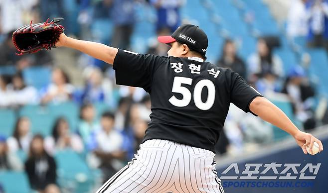 11일 대구 라이온즈파크에서 열린 삼성 라이온즈와 LG 트윈스의 경기. LG 장현식이 역투하고 있다. 대구=박재만 기자 pjm@sportschosun.com/2025.05.11/