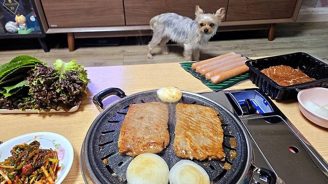 20250511_204456.jpg 저녁 양념소갈비와 소시지