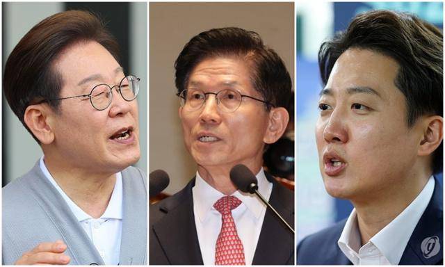 공식 선거운동에 돌입한 이재명(왼쪽) 더불어민주당, 김문수(가운데) 국민의힘, 이준석 개혁신당 대선 후보. 연합뉴스