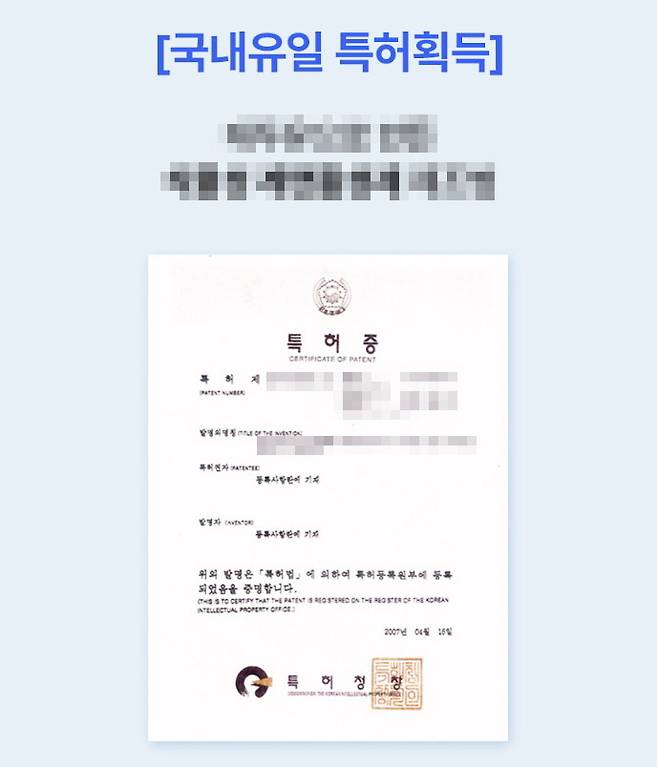특허청에 적발된 특허 허위 표시 사례. 특허청 제공