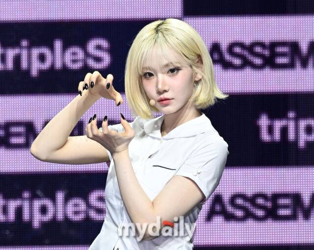 그룹 트리플에스(tripleS) 김나경이 서울 한남동 블루스퀘어 마스터카드홀에서 진행된 정규 2집 앨범 'ASSEMBLE 25(어셈블 25)' 쇼케이스에 참석했다. / 한혁승 기자(hanfoto@mydaily.co.kr)