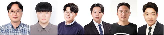 김승준(왼쪽부터) GIST 교수, 김보천 석사과정생, 황석현 미국 워싱턴대 박사과정생, 강성준·김광빈·여도현 박사과정생.[GIST 제공]