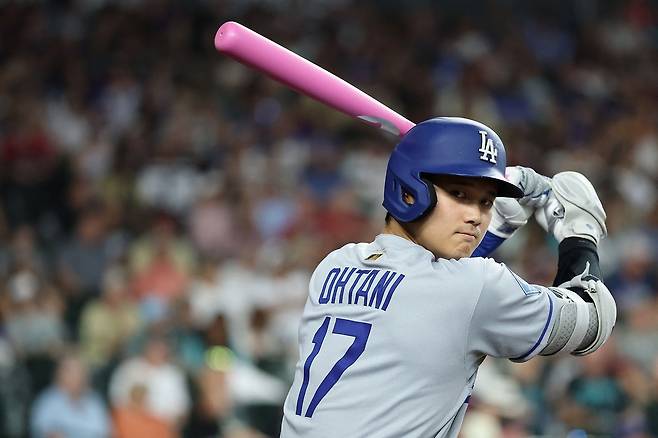 LA 다저스 오타니가 12일 애리조나전에서 타석을 준비하고 있다. AFP연합뉴스