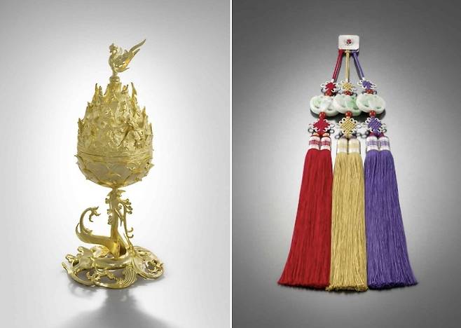 주요 출품작  왼쪽부터 올해 천공상 수상작인 '백제 금동대향로', 명공상 수상작인 '비취삼작노리개' [국가유산청 제공. 재판매 및 DB 금지]