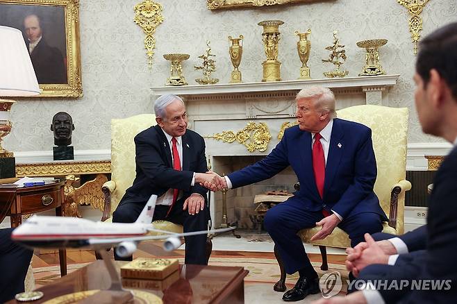 4월7일 백악관에서 열린 미국과 이스라엘의 정상회담 [로이터 연합뉴스 자료사진]