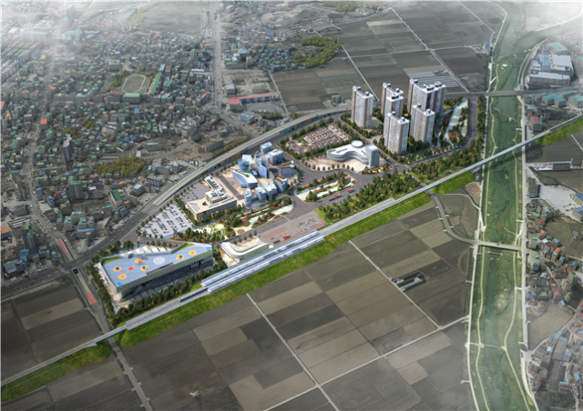 고성군이 추진하고 있는 KTX 고성역세권 개발 조감도. 부산일보DB