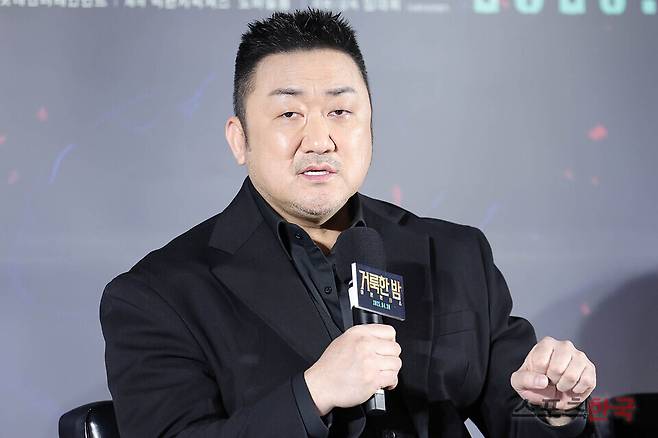영화 '거룩한 밤: 데몬 헌터스' 제작발표회에 참석한 배우 마동석. 25.04.02 ⓒ이혜영 기자 lhy@hankooki.com