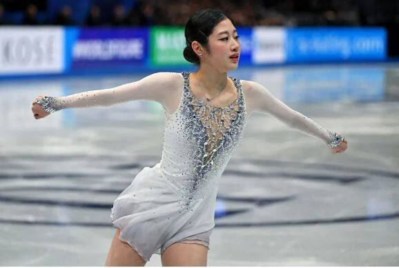 한국 피겨 여자 싱글 이해인이 3월27일(한국시각) 미국 보스턴 티디(TD)가든에서 열린 2025 국제빙상경기연맹(ISU) 세계선수권대회 여자 싱글 쇼트프로그램에서 연기를 펼치고 있다. 보스턴/로이터 연합뉴스