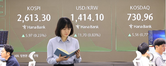 13일 서울 중구 하나은행 본점 딜링룸에서 직원들이 증시 및 환율을 지켜보고 있다. (사진=연합뉴스)