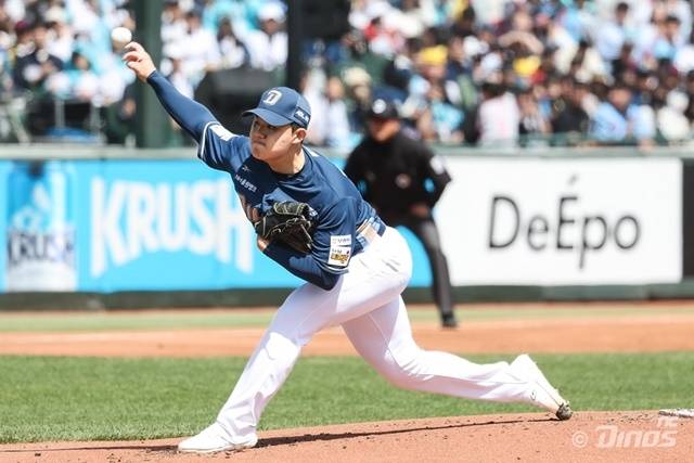 김녹원이 4일 부산 롯데전에서 공을 뿌리고 있다. 사진=NC 제공