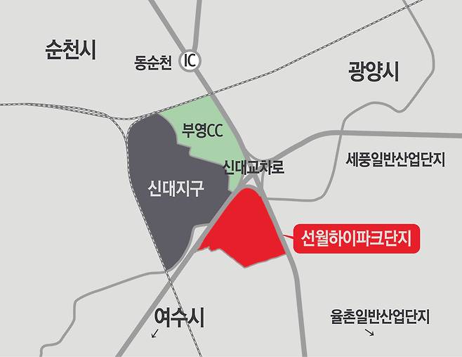 광양만권경제자유구역 ‘선월하이파크단지’ 위치도  [중흥그룹 제공]