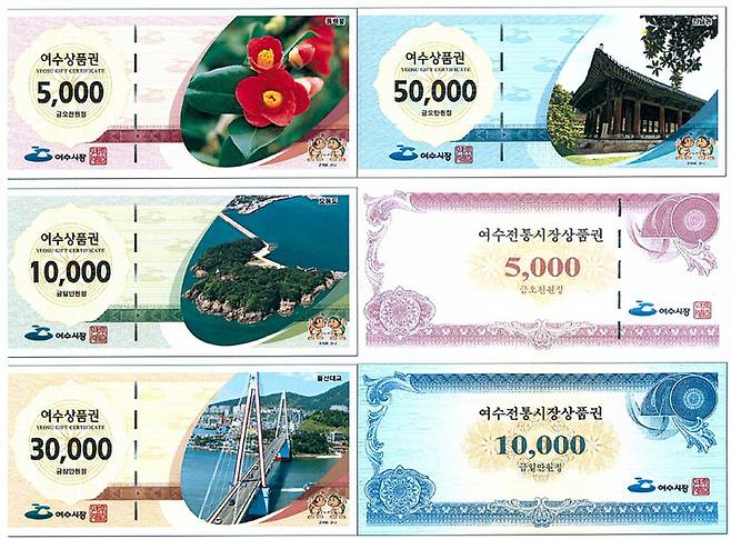 [여수=뉴시스] 여수상품권·여수전통시장상품권. (사진=여수시청 제공). photo@newsis.com *재판매 및 DB 금지