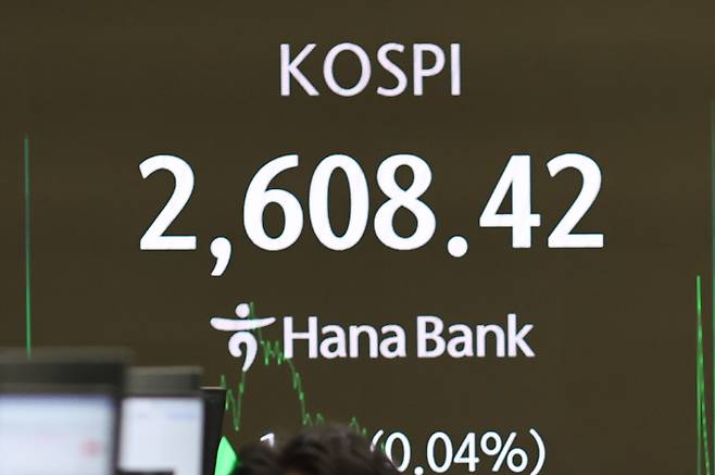 13일 서울 하나은행 본점 딜링룸에서 직원이 업무를 보고 있다. 연합뉴스