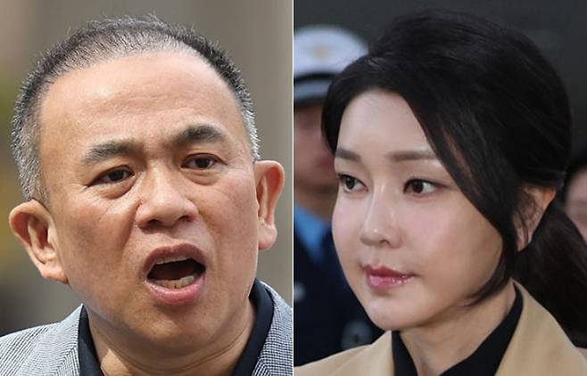 정치 브로커 명태균씨(왼쪽)와 김건희 여사. 연합뉴스